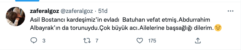 zafer algoz den batuhan bostanci nin vefati icin bassagligi mesaji